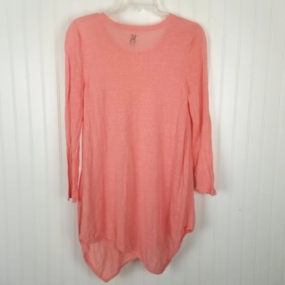 NIC+ZOE Womens Linen Viscose Long Sleeve Asymmetrical Hem Tunic Top Sweater Sz M